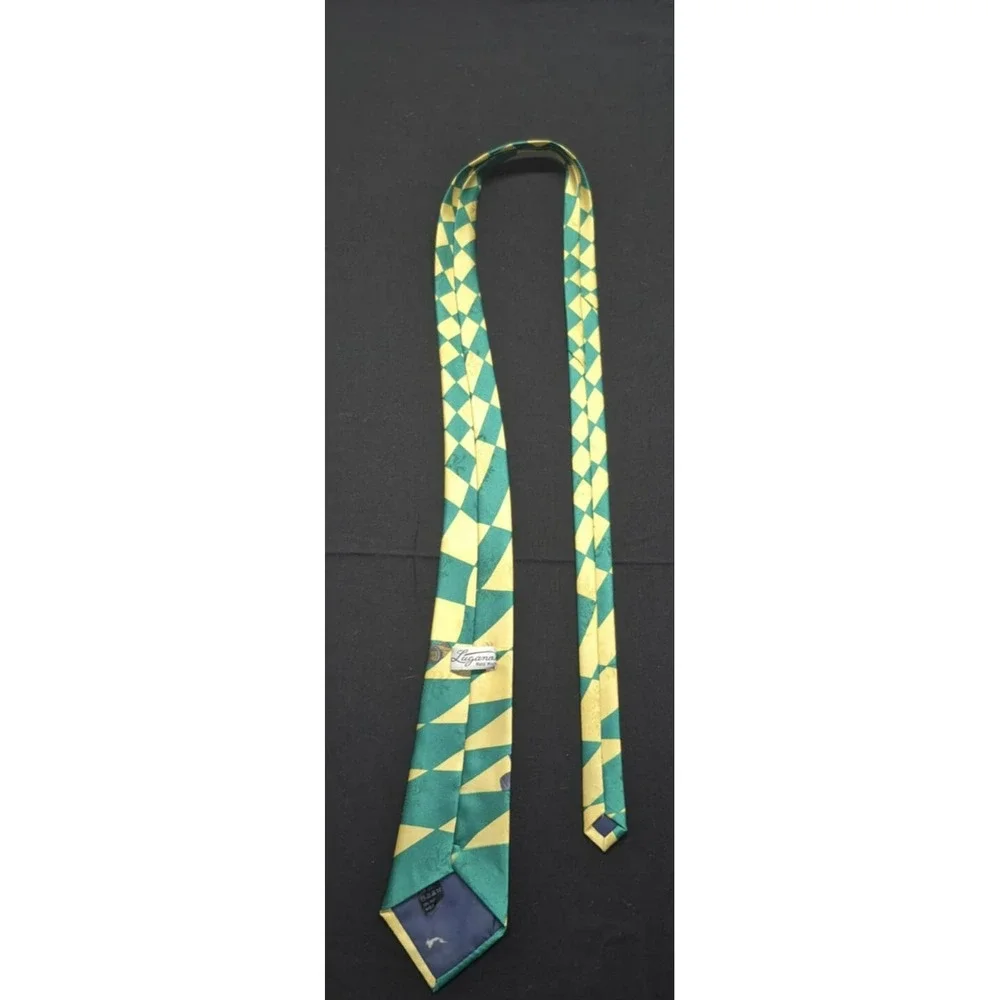 Lugano‎ hand made yellow/ green racecar theme tie